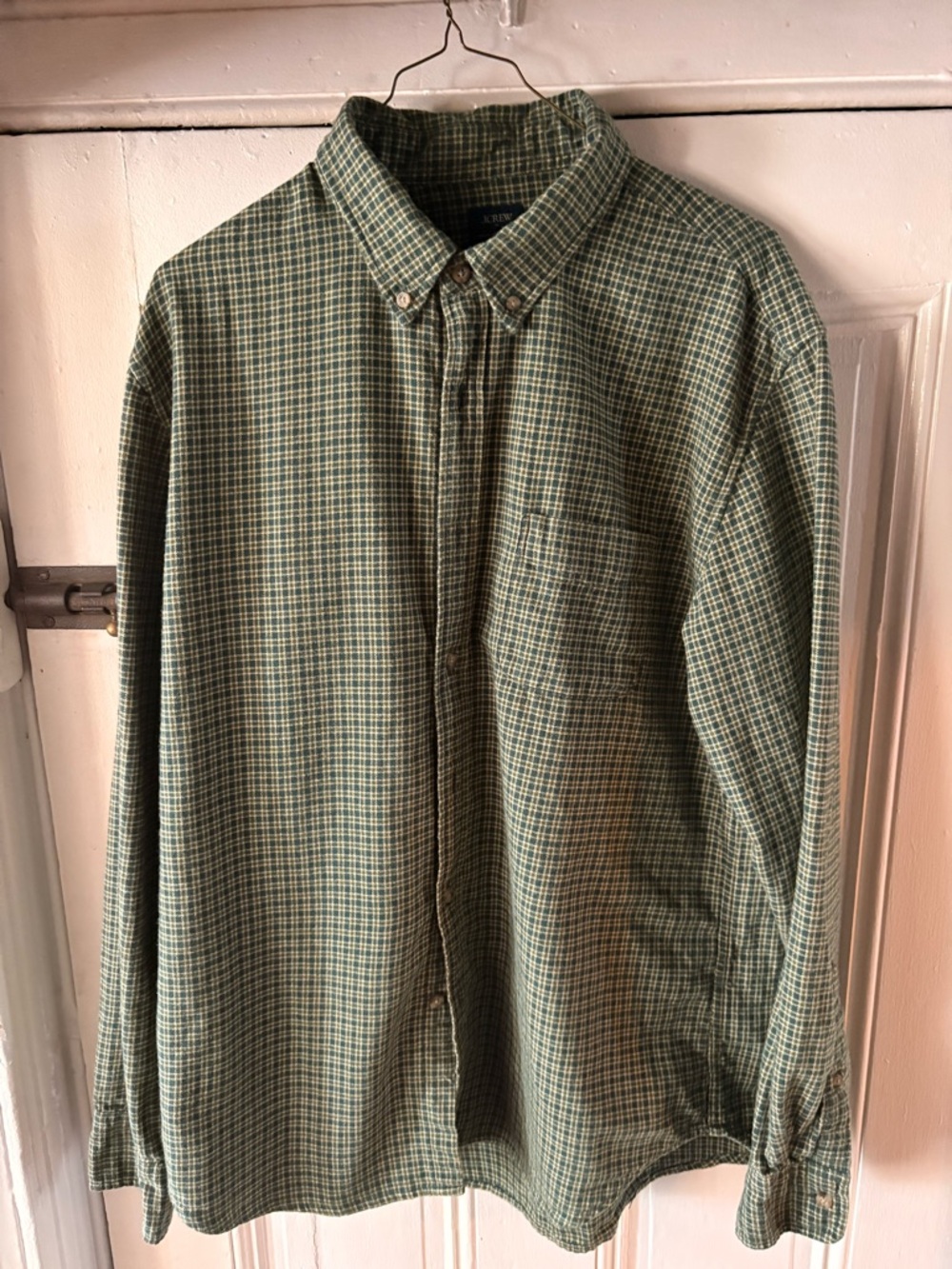 J. Crew Men's Green Twill Check Button-Down Shirt